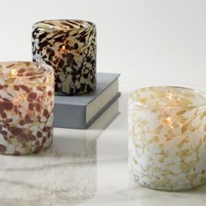 West Elm Speckled Glass Candle Holders - Set of 3